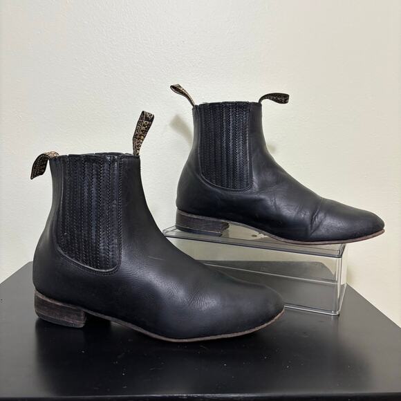 Vintage Besserro Western Boots Made In Mexico Black Leather Chelsea Boots Mens 9 main image 5